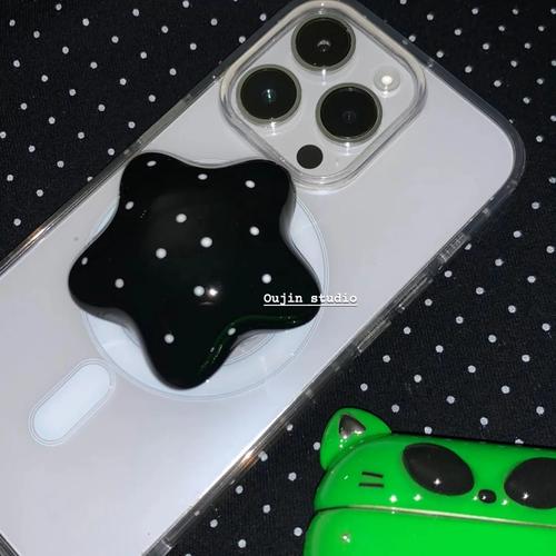 韓系小眾趣味星星波點磁吸手機支架五角星造型手機座懶人支架diy